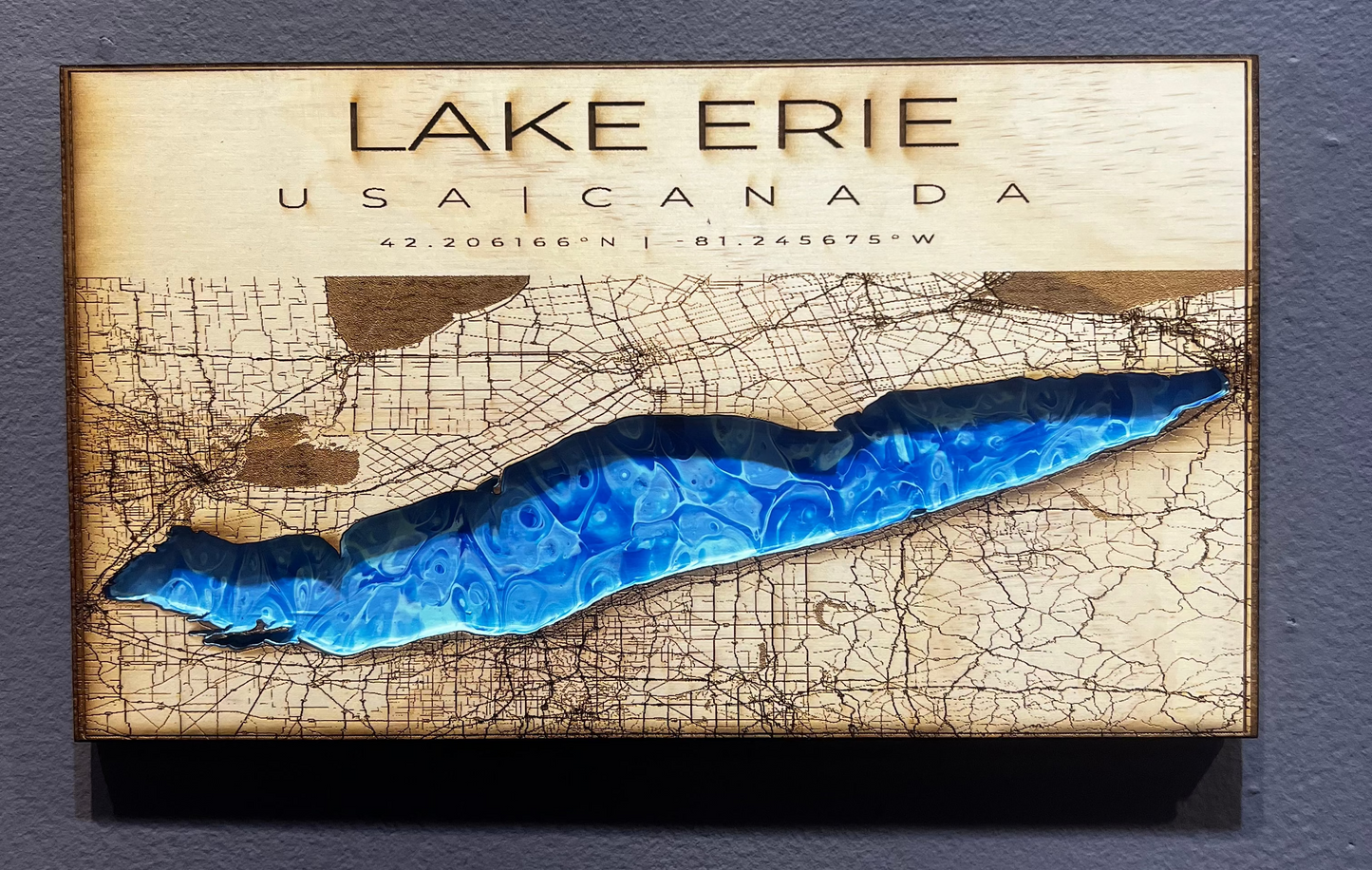 3D Lake Erie Map — Acrylic Pour